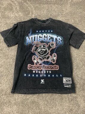 Denver Nuggets Shirt Mens Medium Black NBA Basketball Mitchell & Ness Graphic